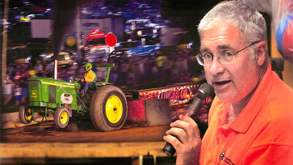 Dennis Haggenstaller, Sr., announcer, at the Grange Fair, Centre County, PA.